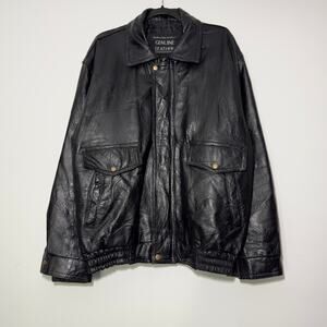 NAPOLINE LEATHER OUTFITTERS Vintage Black Patchwork Bomber Jacket  Size L Large